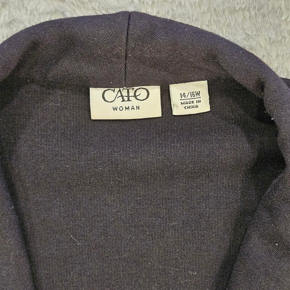 Cato Woman Black Knit Blazer Jacket Shawl Collar 3/4 Sleeve Plus Size 14/16W - Picture 2 of 9